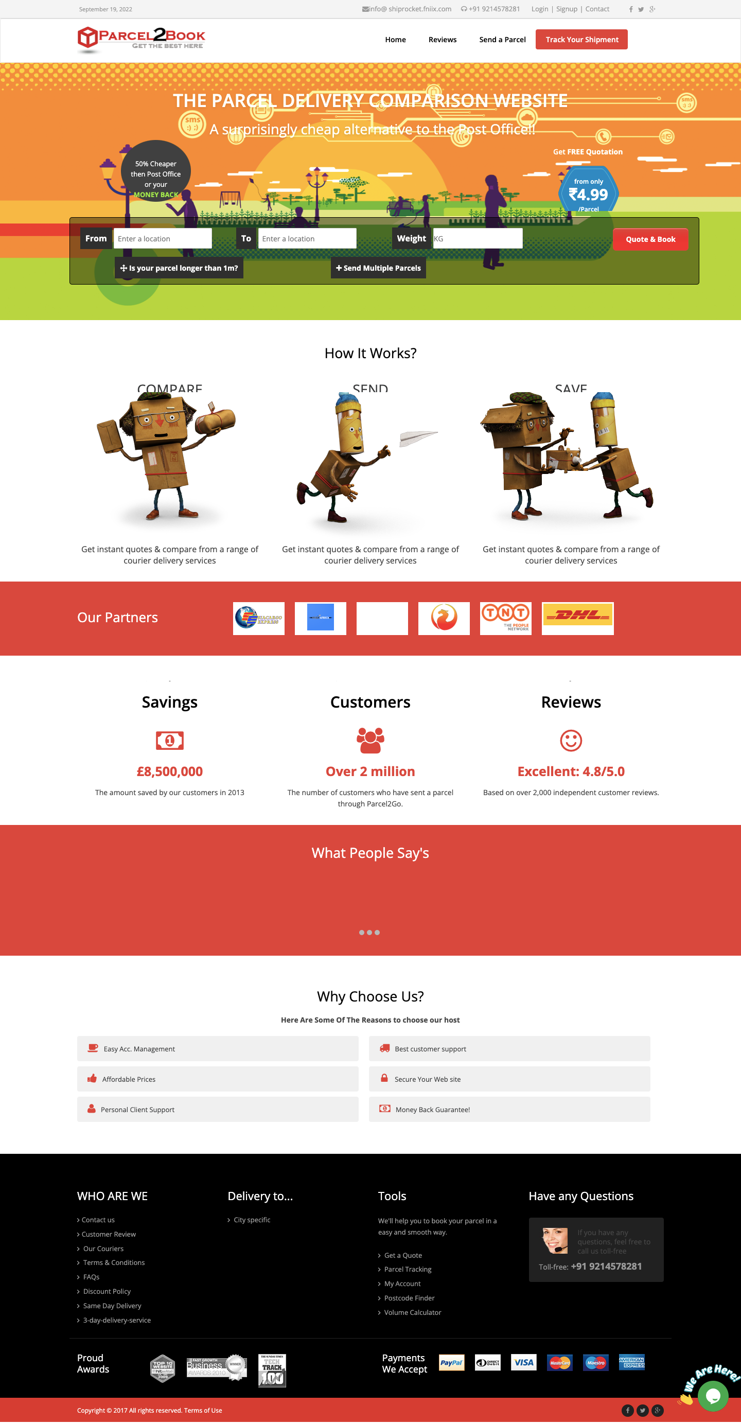 Parcel Comparison Delivery Booking system